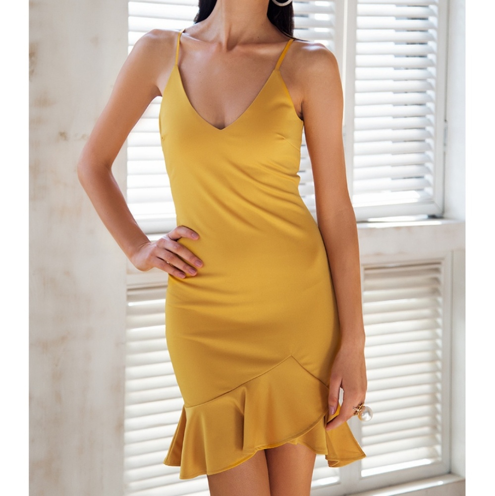 Yellow Ruffled Mermaid Dress